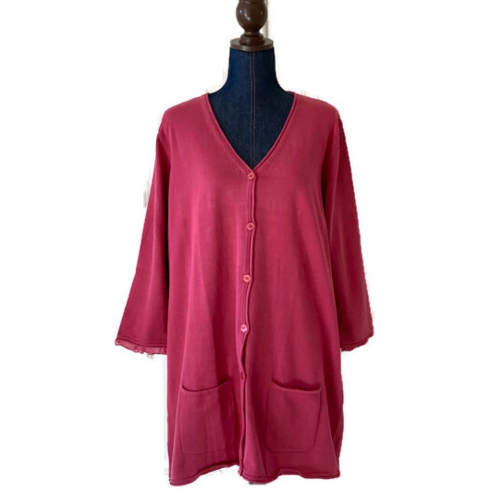 SOLD! serena williams signature statement button cardigan sweater pink 2X